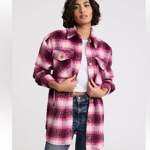 NWT Express Plaid Oversized Double Pocket Shacket